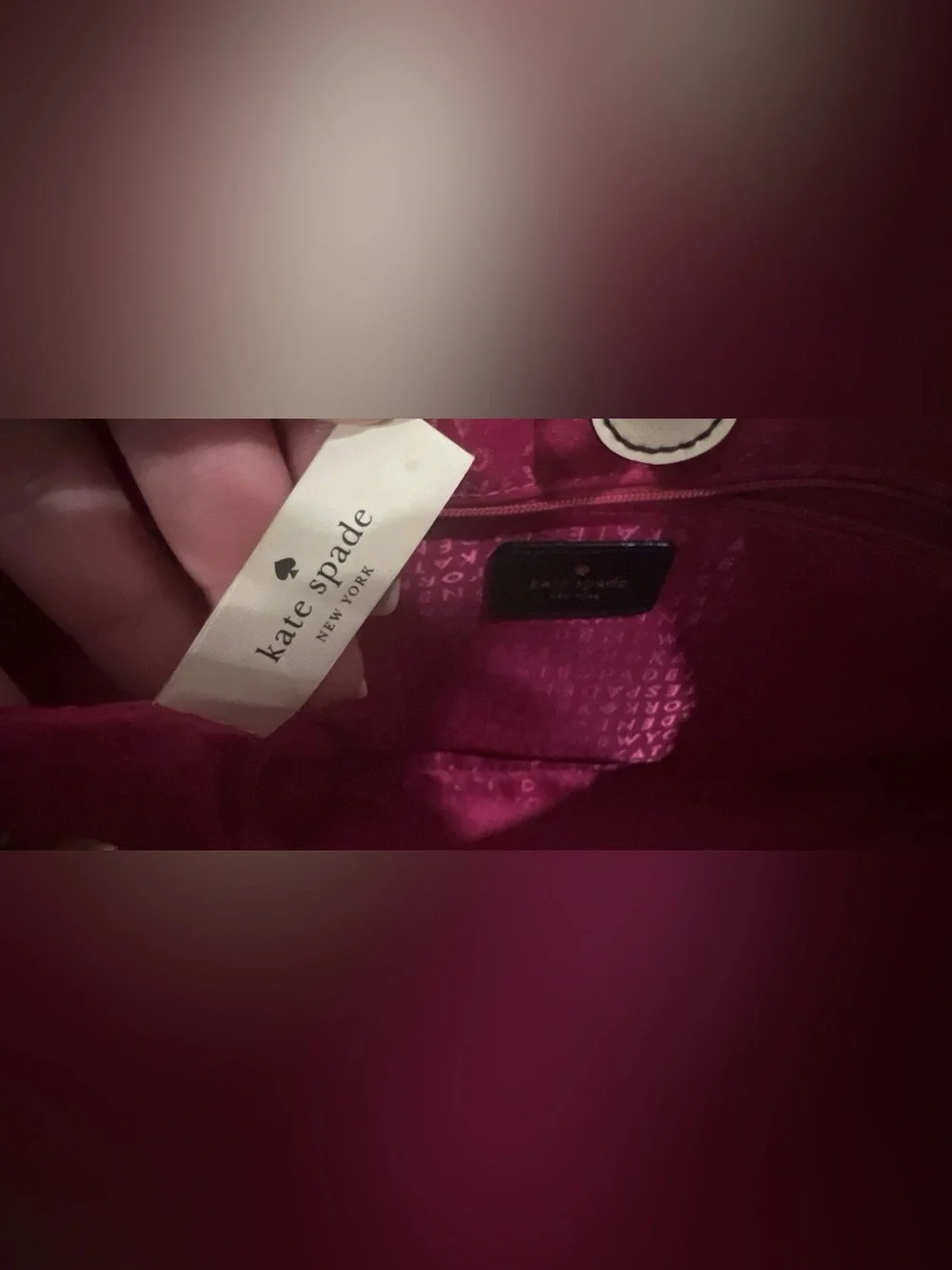 kate spade Black and Cream Striped Tote with Top Handles